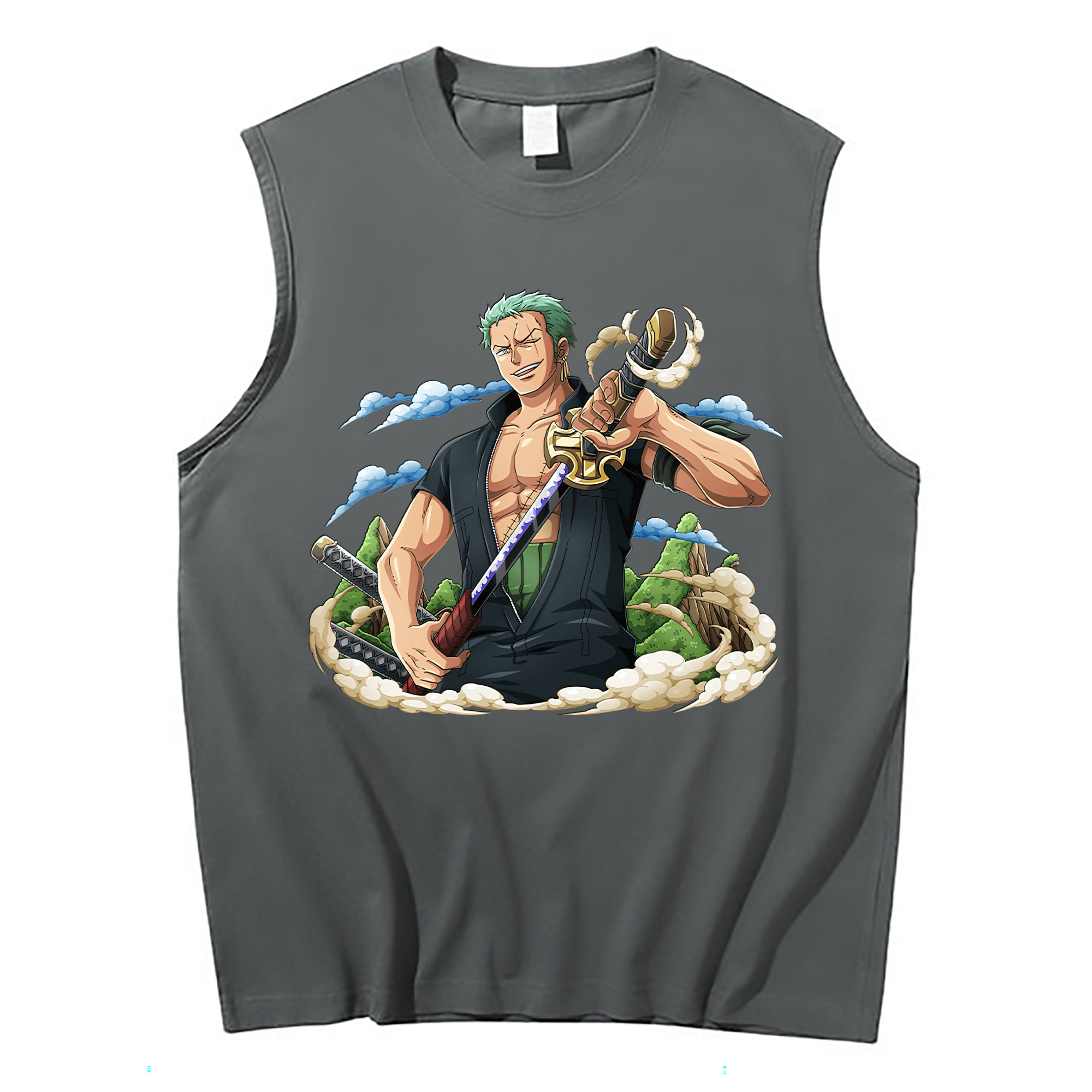 ワンピース ロロノア・ゾロ ONE PIECE Roronoa Zoro コットン100％タンクトップ（フロントプリント）